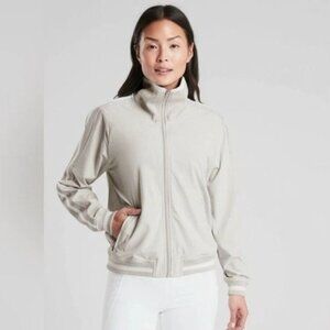 ATHLETA Sprint Track Jacket Size Small Cream and white